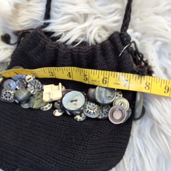 Carol Kurtz OOAK vintage button drawstring cricket bag - Picture 5 of 13